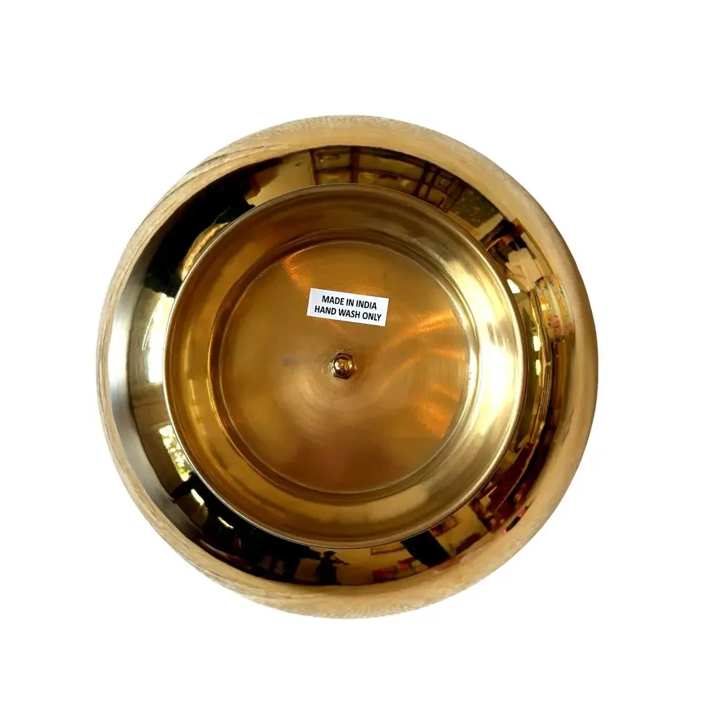 Tahari Home Gold Pedestal Bowl w/ Black White Checkered Band 10.5in NEW